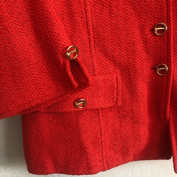 St John Santana Knit Orange Blazer Size 4 - Picture 4 of 9